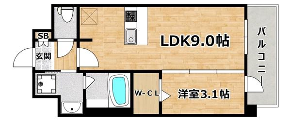 プレサンス塚本ミッドマーク(1LDK/5階)の間取り写真