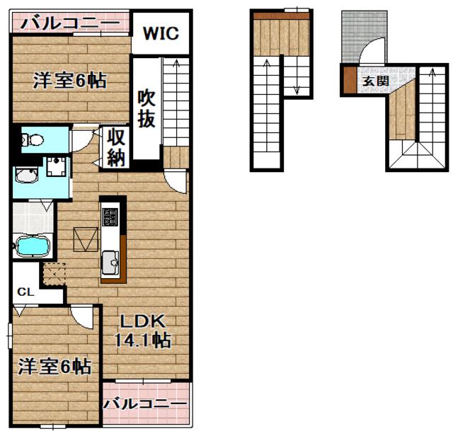 パインルーツII(2LDK/3階)の間取り写真