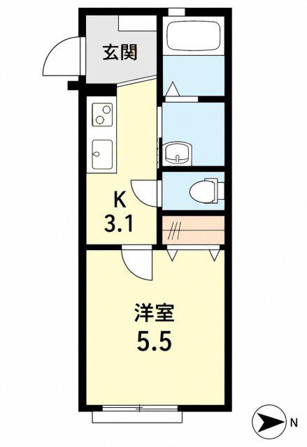 シャーメゾン道意(1K/2階)の間取り写真