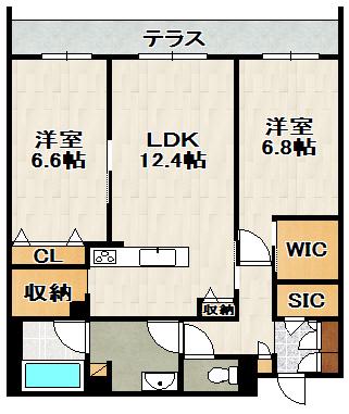 CELFENA 宝塚・川面 HAUTDEGAMME(2LDK/1階)の間取り写真