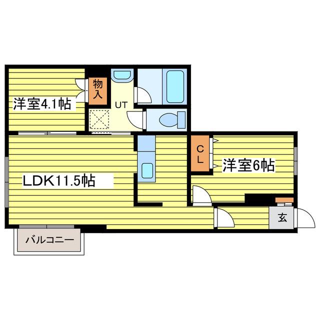 ノールアイビス(2LDK/2階)の間取り写真