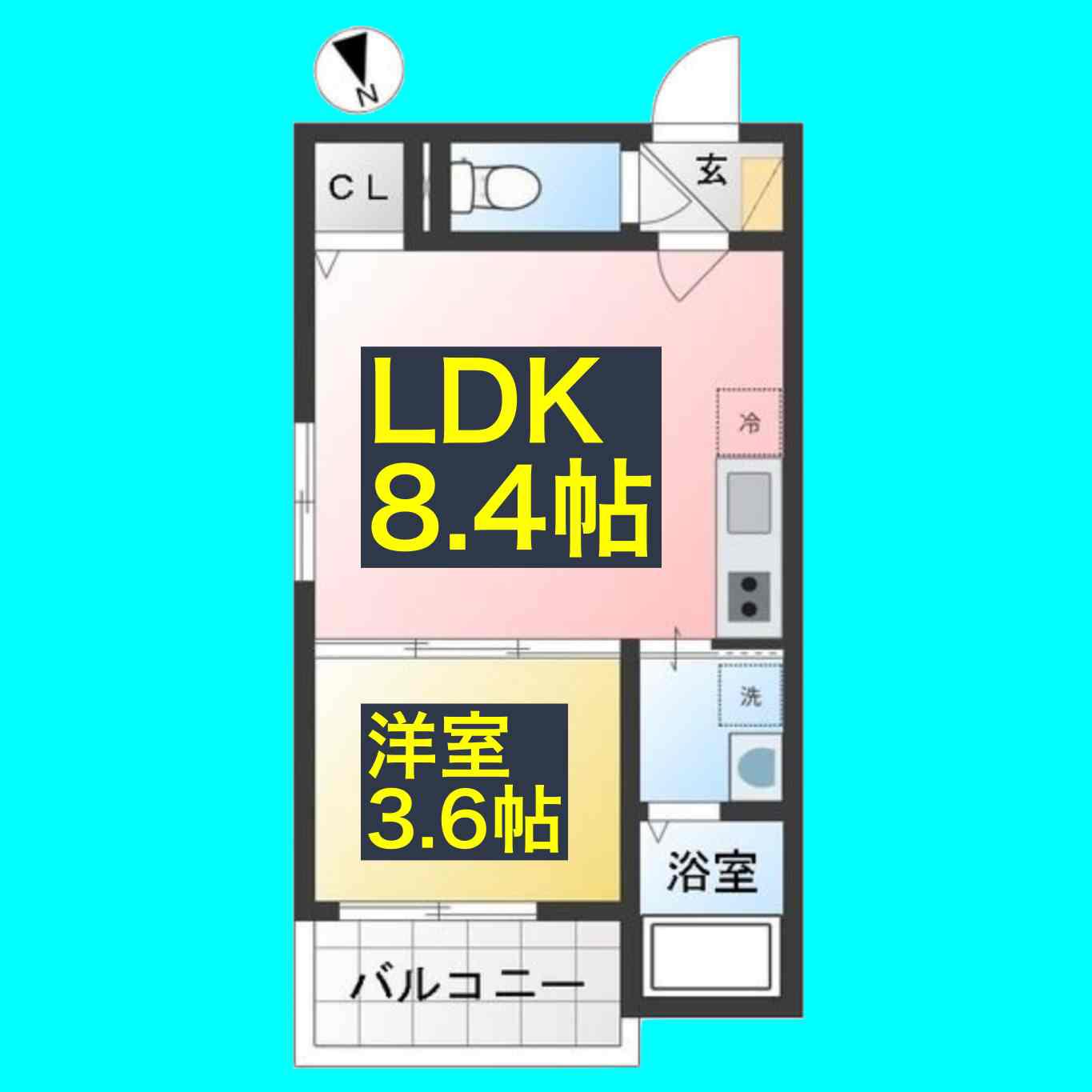 地下鉄鶴舞線 川名駅 徒歩3分 3階建 築1年(1LDK/1階)の間取り写真