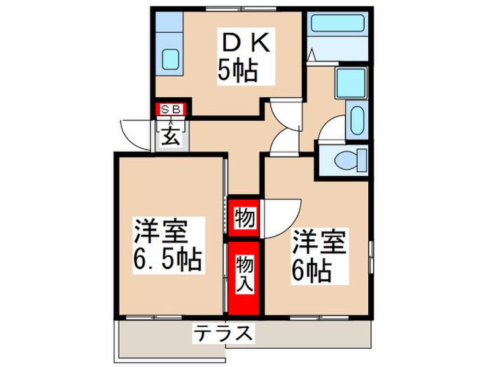 メゾン樹里 A棟(2DK/1階)の間取り写真
