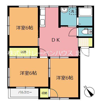 サン・オカノ(3DK/2階)の間取り写真