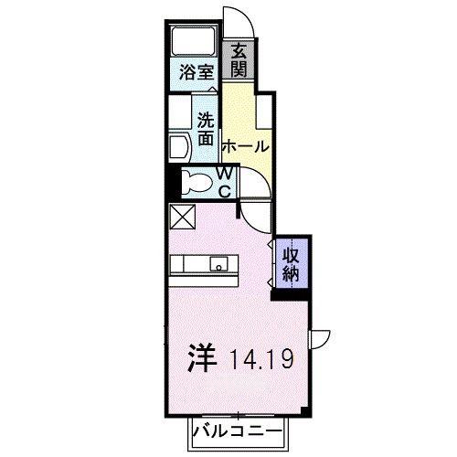 フローラルハイツIII(ワンルーム/1階)の間取り写真