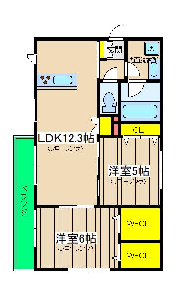 SANTE´(2SLDK/1階)の間取り写真