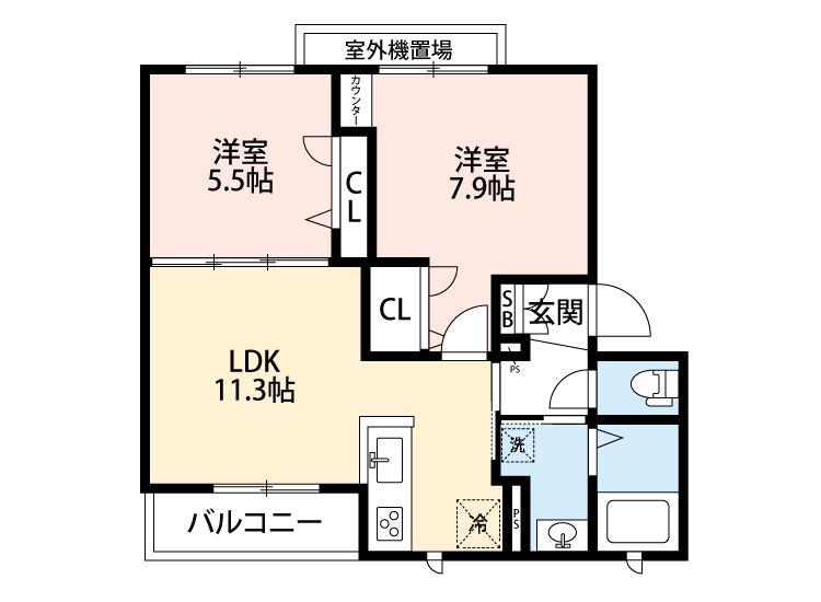 CASAFEM(2LDK/3階)の間取り写真