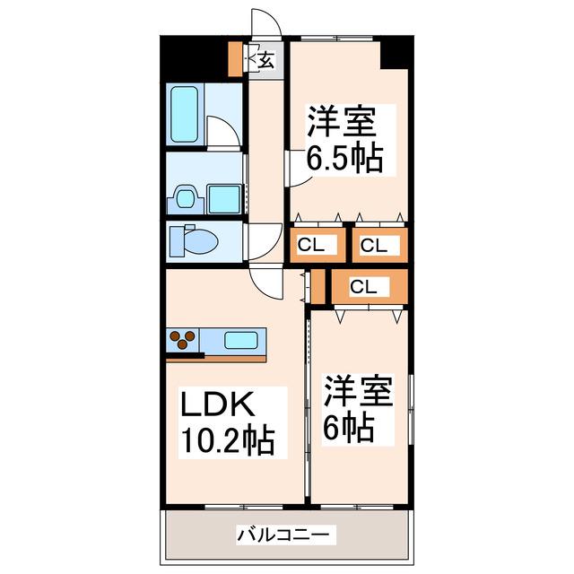 フリューション戸島西弐番館(2LDK/2階)の間取り写真