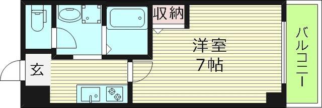 パーラム関目(1K/3階)の間取り写真