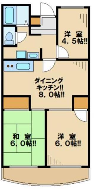 グリーンコーポ金田I(3DK/1階)の間取り写真