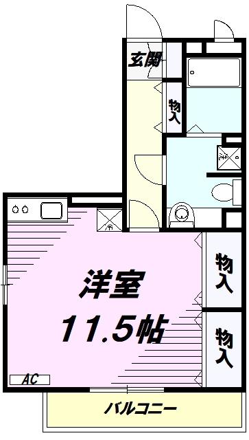 ローテ・ローゼ(ワンルーム/1階)の間取り写真