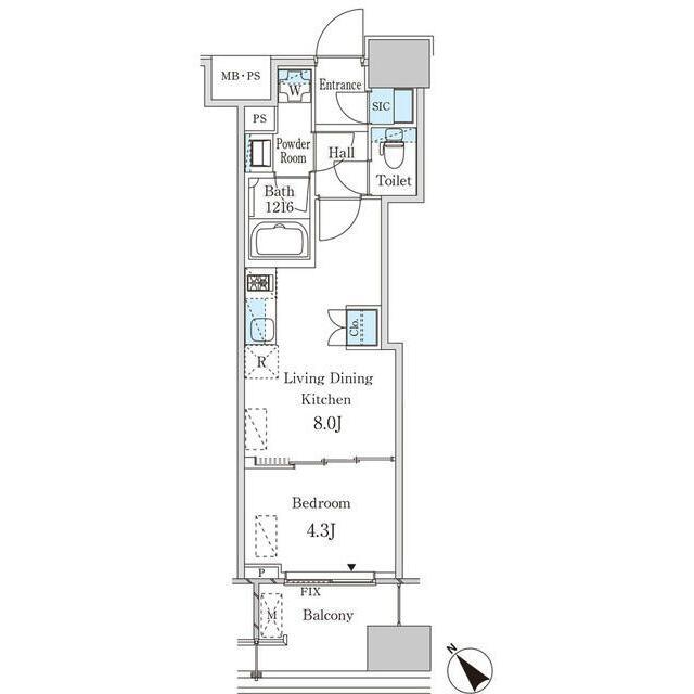 レガシス中目黒 部屋番号705(1LDK/7階)の間取り写真