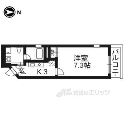 ドーリアKYOTO大宮(1K/2階)の間取り写真
