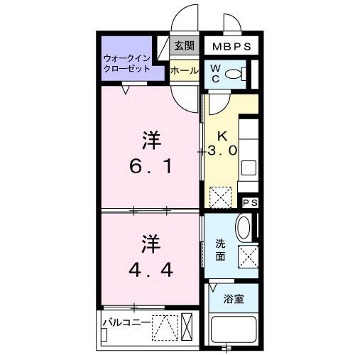 カーサ アリエッタ(1DK/2階)の間取り写真