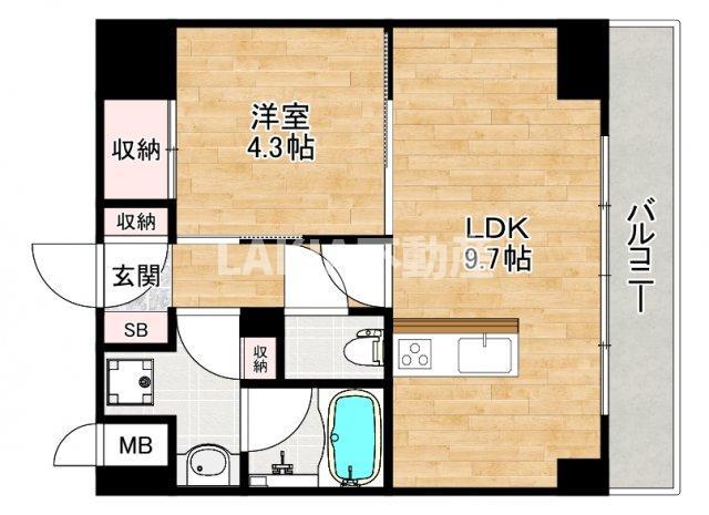 トーシン西田辺(1LDK/4階)の間取り写真