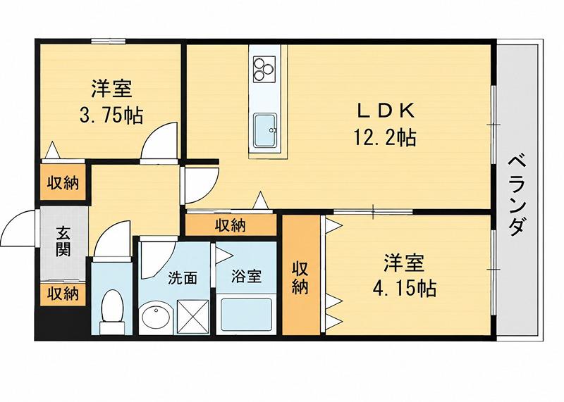 グリーンカーサ I(2LDK/1階)の間取り写真