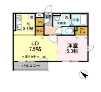 エクレール原宿(1LDK/1階)の間取り写真