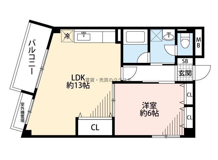 フラット・花(1LDK/3階)の間取り写真