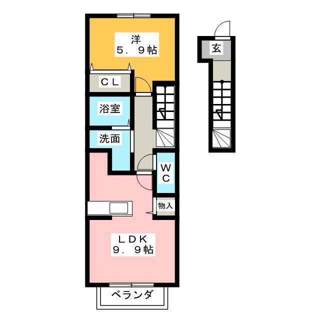 マリーアプローズ(1LDK/2階)の間取り写真