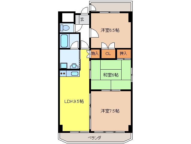 アクシスヨーロッパ壱番館(3LDK/5階)の間取り写真