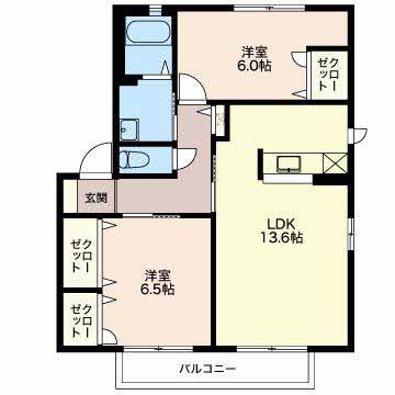 MASTTOWN松岡III(2LDK/2階)の間取り写真