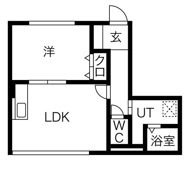 Y2ハイム北19条(1LDK/1階)の間取り写真