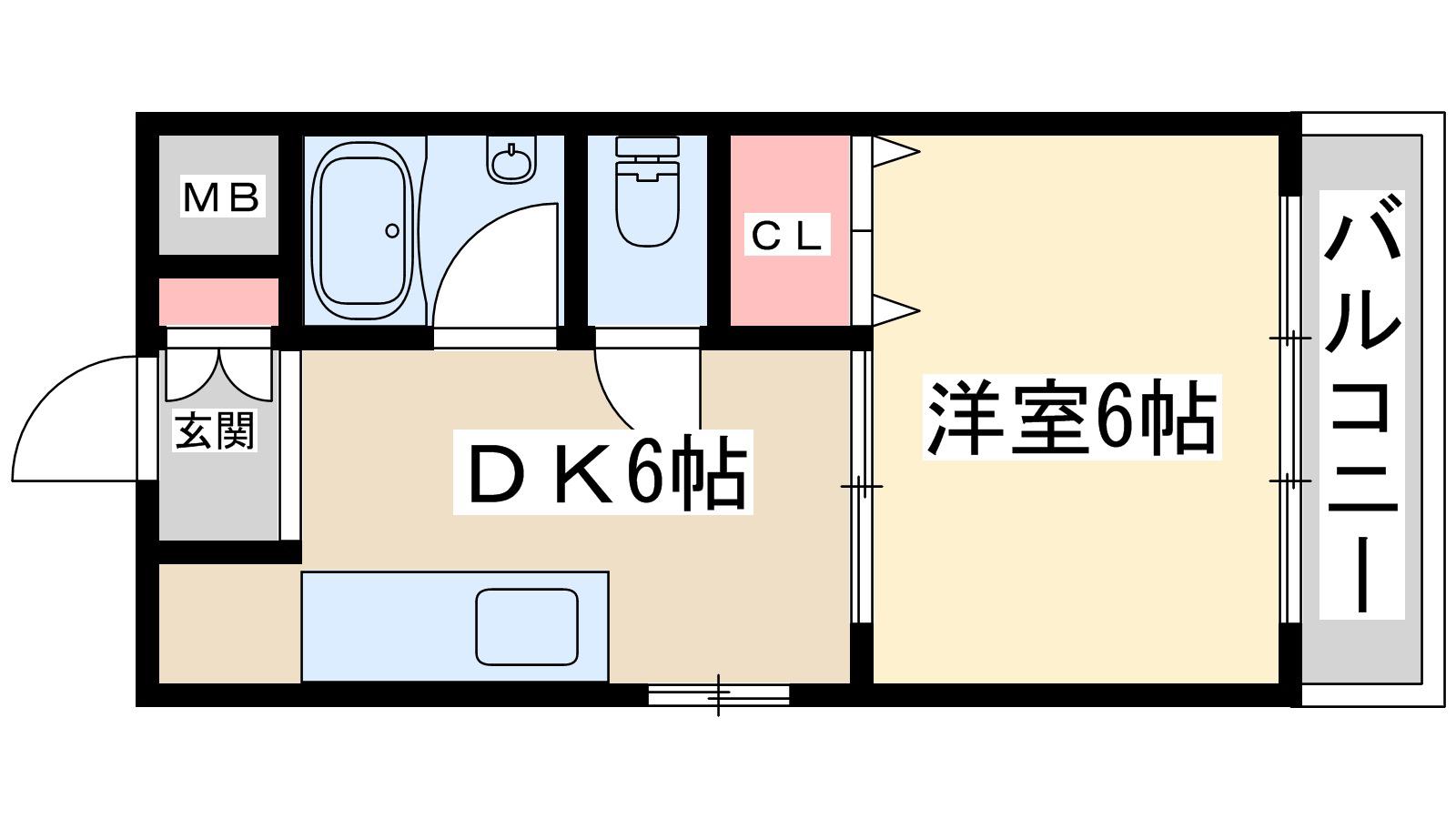 大旺第3マンション(1DK/4階)の間取り写真