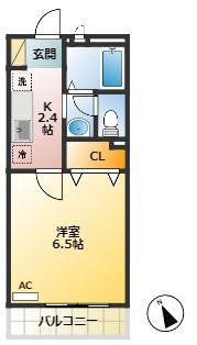 プレアディス2000(1K/1階)の間取り写真