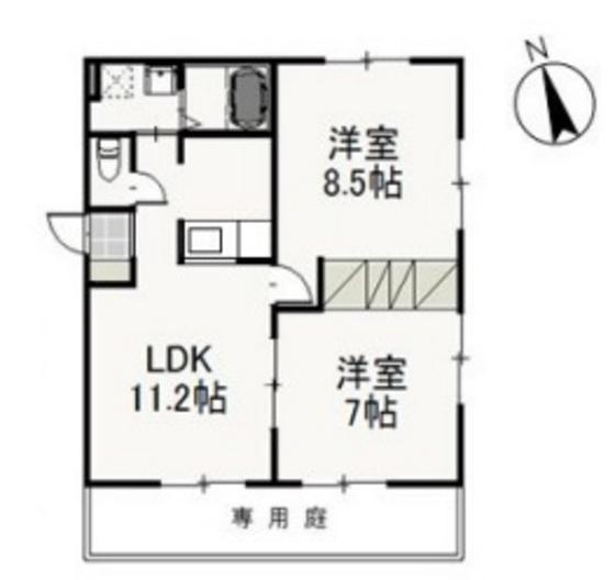 ティエラA(2LDK/1階)の間取り写真