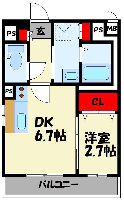 カサグランデ川津(1DK/2階)の間取り写真