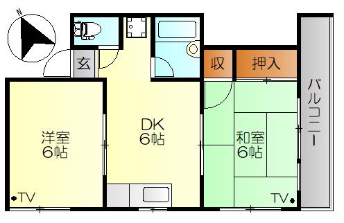 第2橋本ビル(2DK/3階)の間取り写真