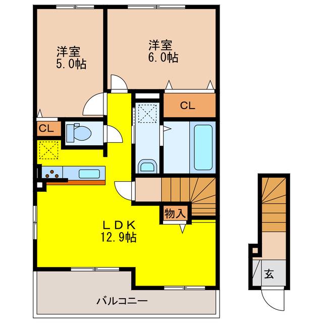 アルペジオ A(2LDK/2階)の間取り写真