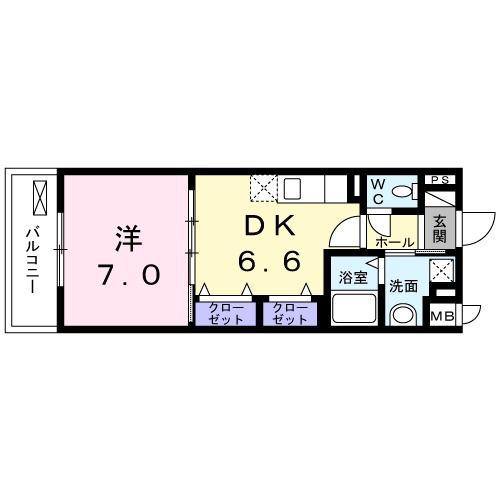 シティハウス東寺(1DK/1階)の間取り写真