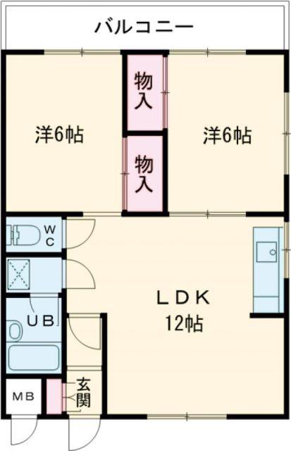 コーポ上山(2LDK/3階)の間取り写真