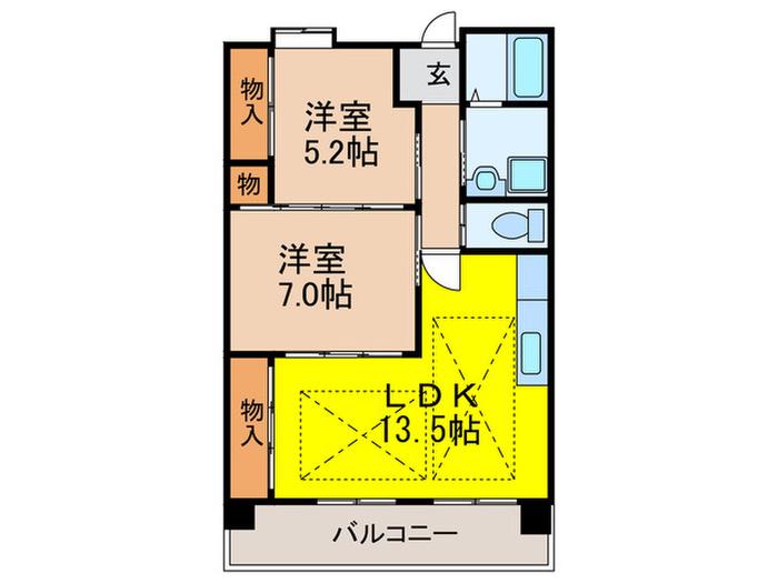 OPH北千里駅前5(2LDK/6階)の間取り写真