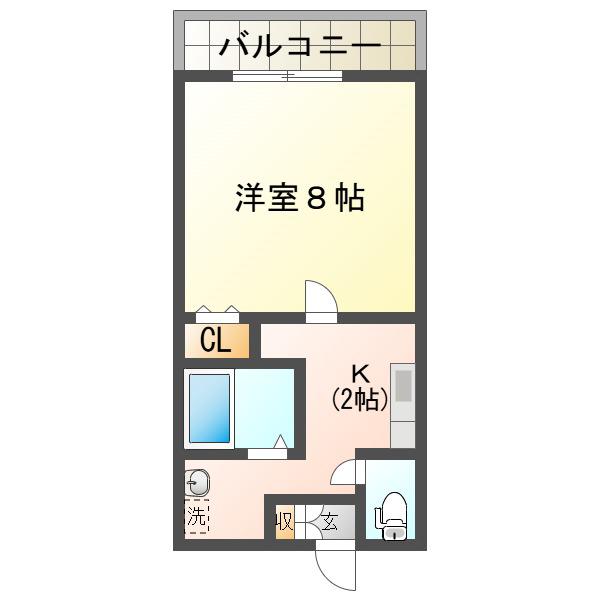 フェヴァリーVI(1K/2階)の間取り写真
