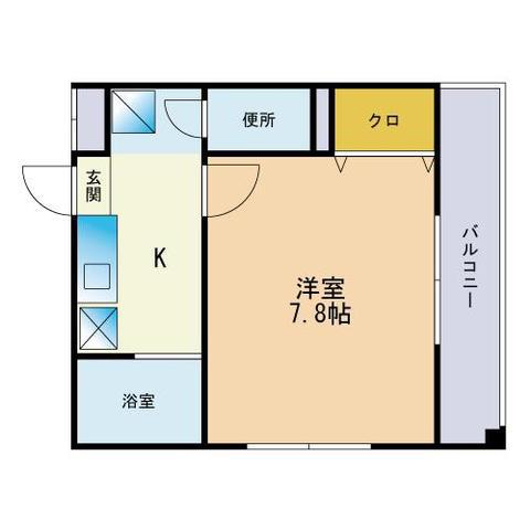 ミム・ウェルス箱崎A(1K/2階)の間取り写真