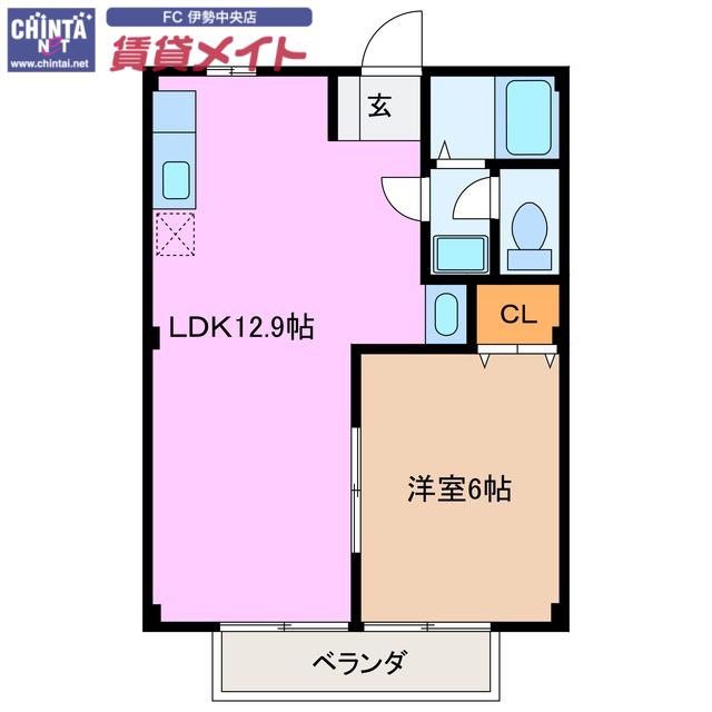 メゾンフローラ(1LDK/2階)の間取り写真