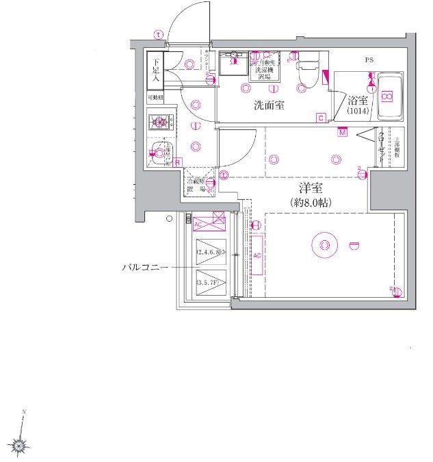 ベルシード森下II(1K/4階)の間取り写真