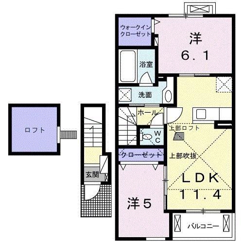 フィオーレ(2LDK/2階)の間取り写真