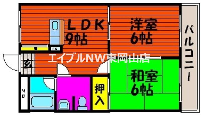 カサベルデ東山(1LDK/2階)の間取り写真