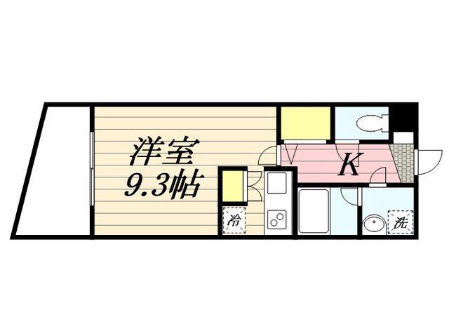 ラセット天神(1K/9階)の間取り写真