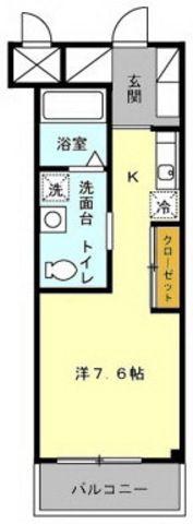 アークK A棟(ワンルーム/2階)の間取り写真
