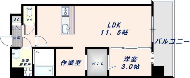 KAUNIS LATVA(1LDK/9階)の間取り写真