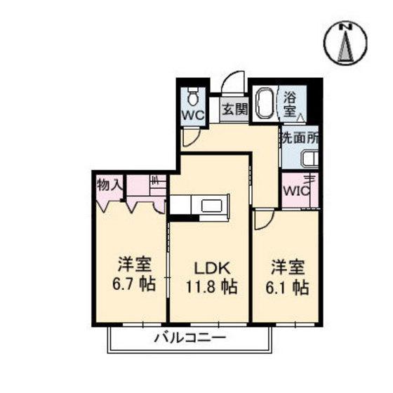 グランマスト福浜A棟(2LDK/2階)の間取り写真