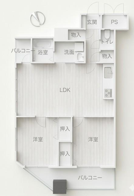 並木ウイング(2LDK/9階)の間取り写真