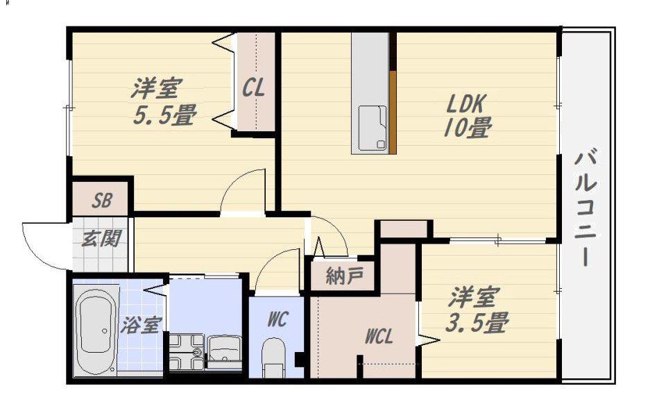 レトアプルミエII(2LDK/2階)の間取り写真