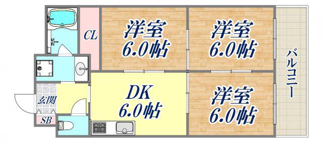 FORTRESS(3DK/3階)の間取り写真