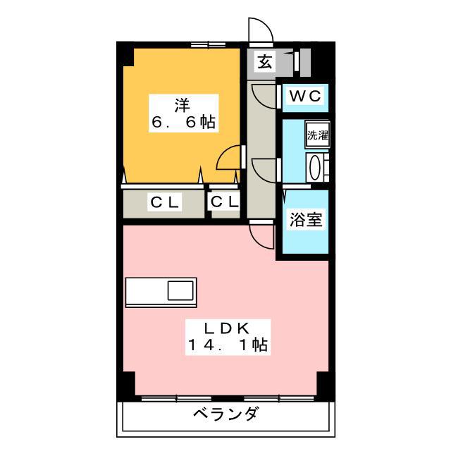 コーポ福香(1LDK/3階)の間取り写真
