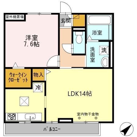 グラシアス(1LDK/1階)の間取り写真